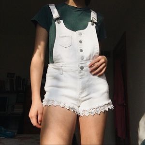 white overalls with lace trim